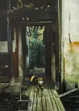 Chen Yifei, Courtyard Entrance, 1980, oil on canvas