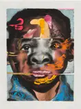 Nathaniel Mary Quinn, A Little Girl, 2019, black charcoal, soft pastel, oil pastel, oil paint, paint stick and gouache on paper