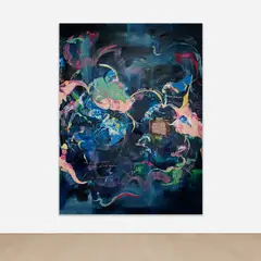 Michaela Yearwood-Dan, Saturn's Return, 2021, oil, pastel and gold leaf on canvas