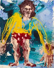 Baby Man by Cristina de Miguel, 2022, acrylic and oil stick on canvas, offered Nov 2024