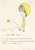 Yoshitomo Nara, Baby I'm Alone Tonight, 1996, pen and coloured pencil on paper