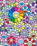 Takashi Murakami, Flowers of Hope, 2019, acrylic and platinum leaf on canvas mounted on aluminum frame