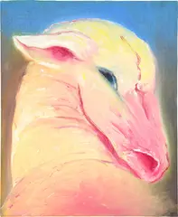 Denkendes Tier by Miriam Cahn, 2018, oil on canvas, laminated on board, sold Oct 2024