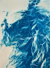 Chi-Tsung Wu, Wrinkled Texture 015, 2013, photograph, cyanotype and rice paper mounted on board