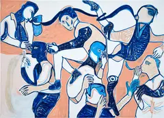 Melike Kara, Swamp Things, 2016, acrylic and oil stick on canvas