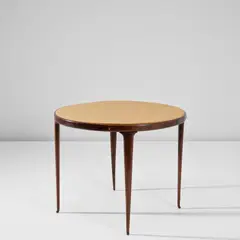 Franco Buzzi, Games table, circa 1953, Walnut, fabric, brass