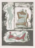 Henry Moore, Reclining Figure and Standing Figure and Family Group, from Reclining Figures Portfolio (C. 237), 1973, Lithograph in colours, on wove paper, with full margins