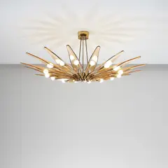 Max Ingrand, 'Dahlia' chandelier, model no. 1563A, circa 1954, Coloured glass, brass
