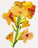 Jonas Wood, Yellow Flower, 2022, 27-color screen print on Somerset Tub Sized Satin Enhanced White paper, with full margins