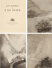 Illustrations for Les Poèmes de T'ao Tsien by Sanyu, 1930, The complete set of three etchings, on Arches paper, with full margins, with poems in French (translated from Chinese by, sold Jun 2024