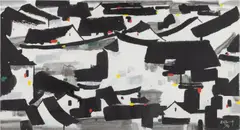 Wu Guanzhong, Jiangnan Wu (Houses of Jiangnan), 2007, Screenprint in colours, on wove paper, the full sheet