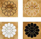 Takashi Murakami, Coffee Blues, 2020, The complete set of four screenprints in colours, on coffee filters, the full sheets