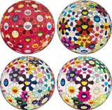 Takashi Murakami, Flowerball (3-D) Red Cliff; Flower Ball (Lots of Colours); Flowerball (3-D) From the Realm of the Dead; and Flowerball Brown