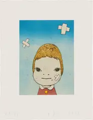 Yoshitomo Nara, Green Eyes (M. & S. E-2002-013), 2002, Etching, aquatint and drypoint in colours, on wove paper, with full margins