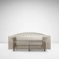 Shiro Kuramata, Early 'How High the Moon' two-seater sofa, designed 1986, produced 1988, Chrome-plated steel mesh, chrome-plated steel