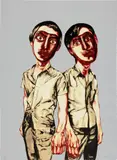 Zeng Fanzhi, Two Men, from Mask Series, 2006, Lithograph in colours, on BFK Rives paper, the full sheet