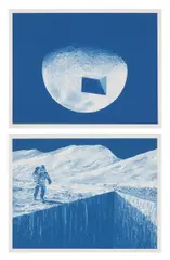 Daniel Arsham, LUNAR PRINTS, 2021, The pair of screenprints in blue, on archival paper, with full margins, both contained in the original linen-covered presentation box