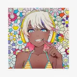 Takashi Murakami and mebae, smile_03 South Island Girl w M.F, 2023, Archival pigment print and screenprint in colours, on wove paper, with full margins