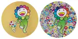 Flower Parent and Child, Rum Pum Pum!; and Rum Pum Pum in a Field of Flowers! by Takashi Murakami, 2021, Two offset lithographs in colours, on smooth wove paper, the full sheets, sold Dec 2024
