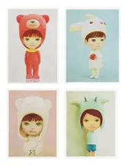 Red Bear Boy; Apple; Little White Bear Boy; and Mountain Goat Boy by Mayuka Yamamoto, 2021, Four screenprints in colours, on wove paper, with full margins, sold Dec 2024
