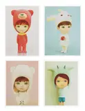 Mayuka Yamamoto, Red Bear Boy; Apple; Little White Bear Boy; and Mountain Goat Boy, 2021, Four screenprints in colours, on wove paper, with full margins