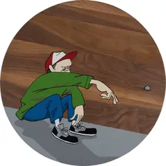 Yusuke Hanai, Throw Stone, 2022, Screenprint in colours, on circular wooden panel, contained in the original box
