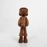 Felix Treadwell, Twig Head, 2021, Wooden figure with articulated arms, contained in a wooden box