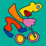 Thierry Noir, BMX Racing (Teal), 2024, Screenprint in colours, on thick wove paper, with full margins