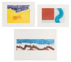 Hsiao Chin, Untitled; Untitled; and The Beginning of Chi, 1974-2020, Three lithographs in colours, on wove paper, with full margins