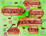 Katherine Bernhardt, Slimeology, 2020, acrylic and spray paint on canvas