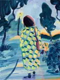 Hilary L. Doyle, Peach Coat (at Dawn) III, 2021, acrylic on wood panel