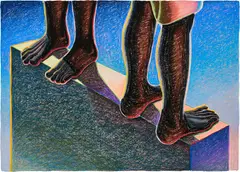 Alex Gardner, Left Or Right It’s All The Same, 2022, oil pastel and watercolour on paper
