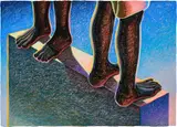 Alex Gardner, Left Or Right It’s All The Same, 2022, oil pastel and watercolour on paper