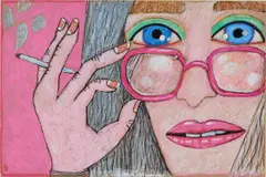 Brian Calvin, Untitled, 2018, coloured pencil and marker on paper
