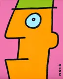 I smile as I see a ferry pulling away from the shore, three horns answer me by Thierry Noir, 2016, acrylic on canvas, sold Apr 2024