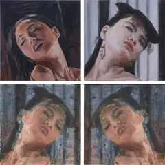Li Qing, Images of Mutual Undoing and Unity · Lurk: (i) (photo, right); (ii) (photo, left); (iii) (left); (iv) (right), 2015, (i-ii) c-print, in artist's frame (iii-iv) oil on linen