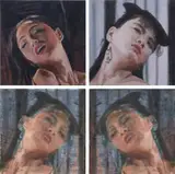 Li Qing, Images of Mutual Undoing and Unity · Lurk: (i) (photo, right); (ii) (photo, left); (iii) (left); (iv) (right), 2015, (i-ii) c-print, in artist's frame (iii-iv) oil on linen