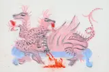 Oh de Laval, Festive Dragon, 2021, mixed media on paper