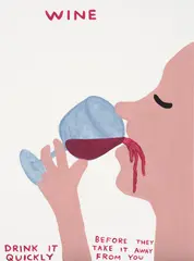 Wine by David Shrigley, screenprint in colours with varnish overlay, on Somerset paper, the full sheet, sold Apr 2024
