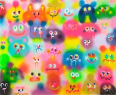 Jon Burgerman, Camouflage 2, 2021, aerosol on canvas