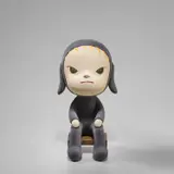 Yoshitomo Nara, Sleepless Night (Sitting), polystone, flocky processing and mixed media
