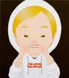 Yang Hyun Jun, Adult Child (Hood-gold Tooth), 2021, acrylic on Korean paper