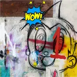 George Morton-Clark, 1UP, 2019, acrylic, oil, charcoal, spray paint, biro pen and dye on canvas