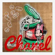 Skyler Grey, Chanel #5, 2018, acrylic, screenprint, spray paint, diamond dust on canvas