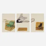 Birgit Brenner, Group of three drawings, 2006, oil, graphite, ink and tape on paper