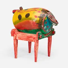 Frederick J. Brown, Spirit Drum Sculpture, oil on wood construction