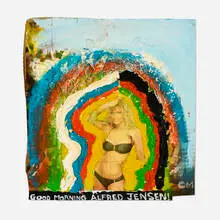Chris Martin, Calendar Girl for Alfred Jensen, 2007, mixed media on cardboard mounted to canvas