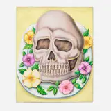 Pedro Pedro, Untitled (Skull on plate), 2020, oil on linen