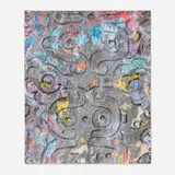 Ozzie Juarez, Quezta-Bubbles, 2022, water-based enamel, acrylic, gravel, airbrush, and spray paint on canvas