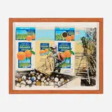 Narsiso C. Martinez, Golden Crop, 2021, mixed media on juice carton in artist's frame
